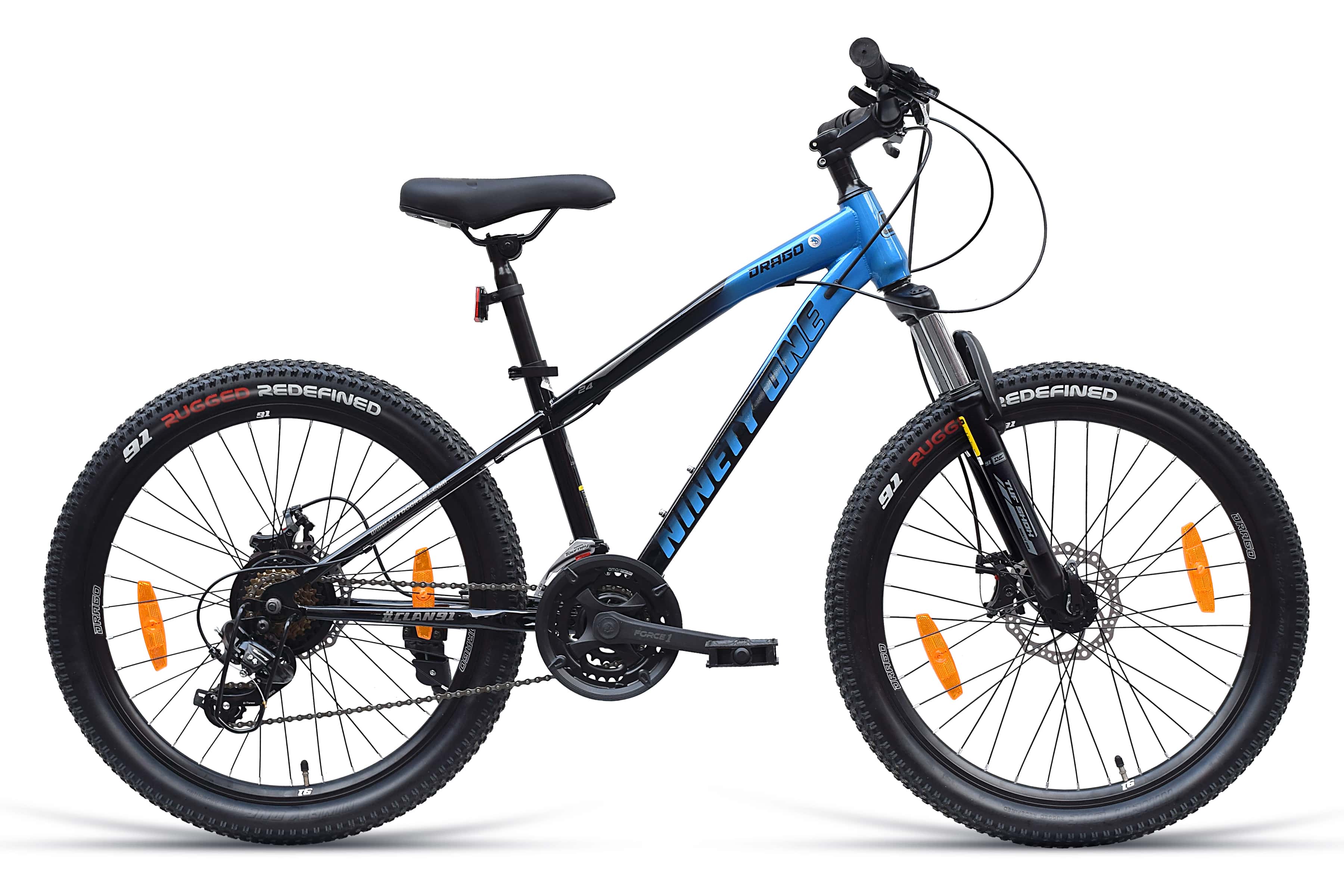 Top Selling Mountain Bikes - Drago 24T MultiSpeed Black Blue at Rs. 17619 by Ninety One Cycle